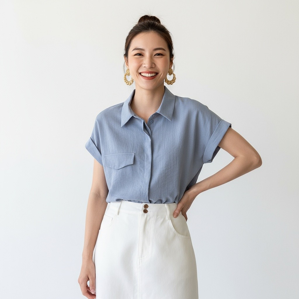 Beverlay Off Days Bolsa Flip Elegante POLO Camisa Solta De Manga Curta