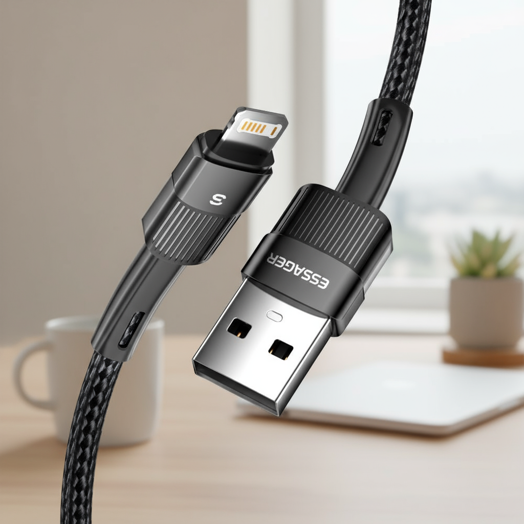 Cabo USB Lightning Essager para iP 12 11 Pro Max X 8 Plus 2.4A Cabo de Sincronização de Carregamento Rápido para iP 6S