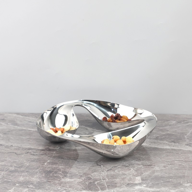VROL Modern High-Grade Stainless Steel silver Donut-Shaped Candy Tray Living room coffee table dining room KTV Home Deco
