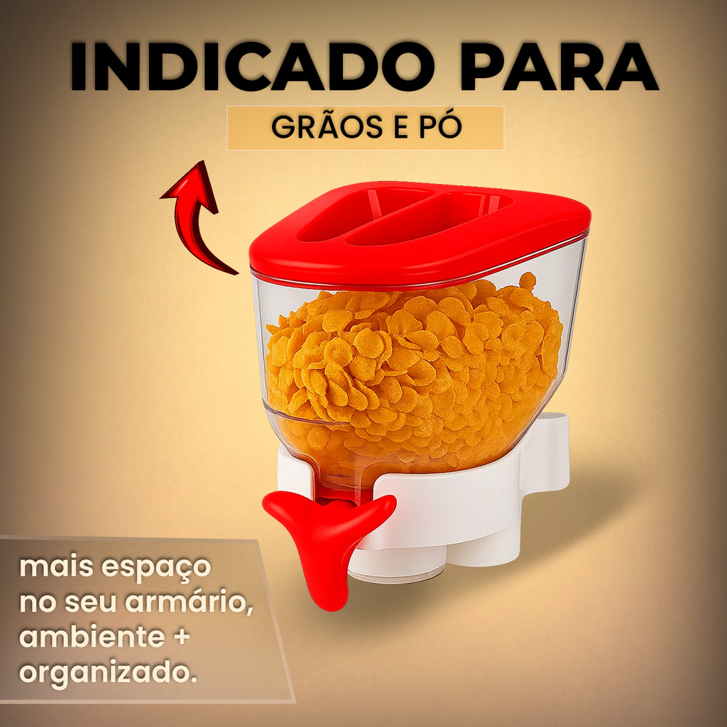 Dispenser de Parede Cozinha 1,4L  Armazena Grãos Caf  Cereal