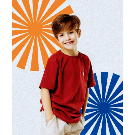 Conjunto Menino Bermuda Sarja Linho Camiseta Vermelha Tamanho 8