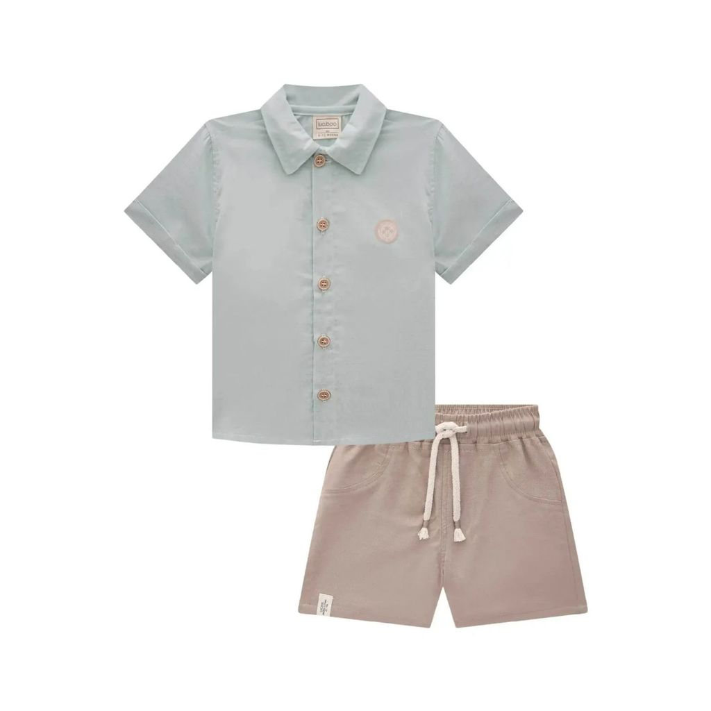 Conjunto Menino Camisa e Bermuda em Linho Luc.Boo