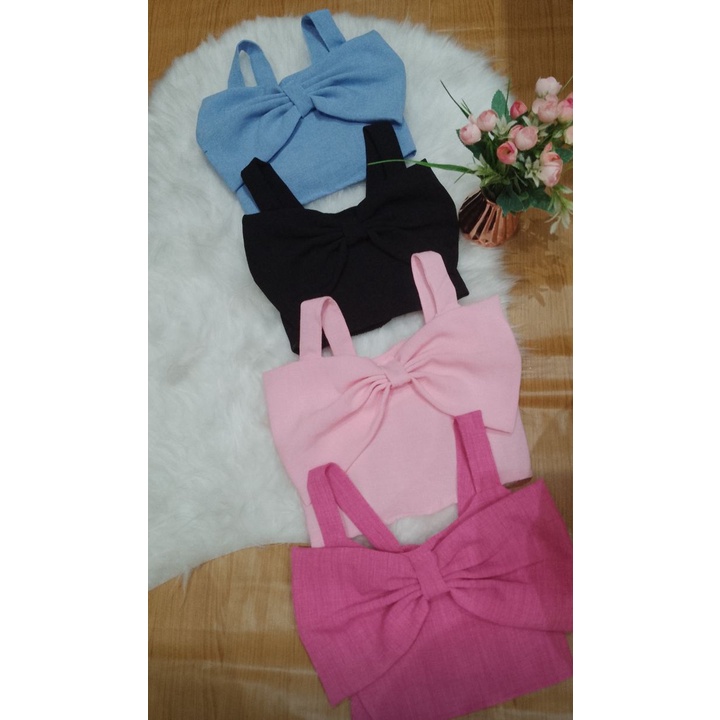 Cropped de Linho Laço Moda Infantil Menina Blogueirinha