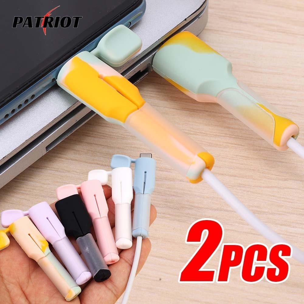 2PCS Tampa Protetora De Cabo Anti-Quebra-Protetor De Bobinador De Carregamento-Universal Charging Line Saver-Para Tipo C , Android , USB-Silicone , Macio , Durável , Cor De Bombom