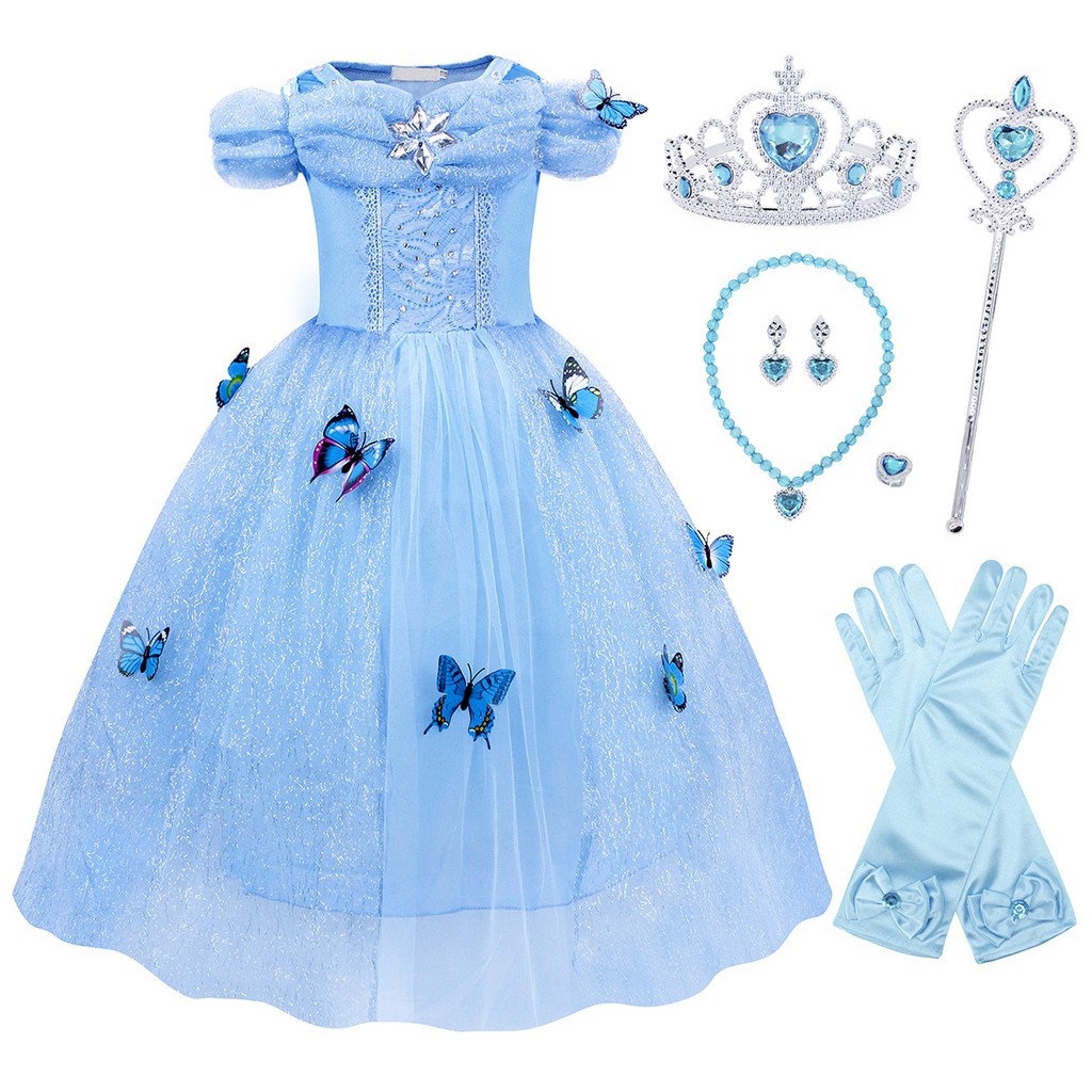 LM Meninas Cinderela Princesa Vestido Festa De Aniversário Natal Cosplay Roupas Extravagantes Traje Borboleta Para Crian