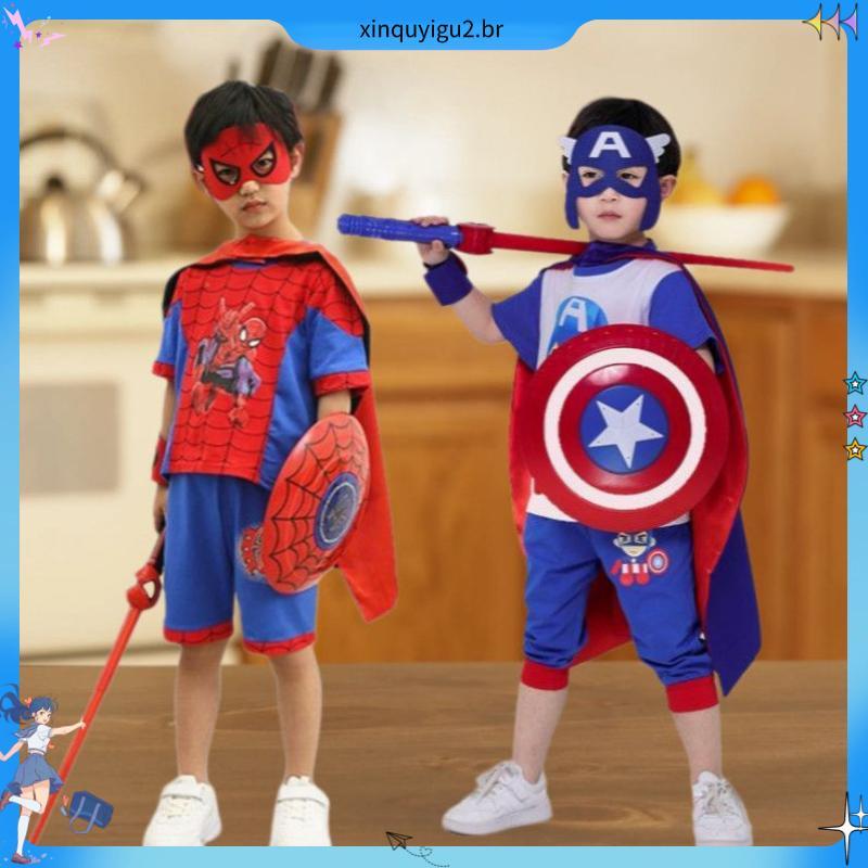 Homem-aranha terno infantil capitão américa roupas verão jardim de infância Role-Playing cospl ay traje do dia das crian