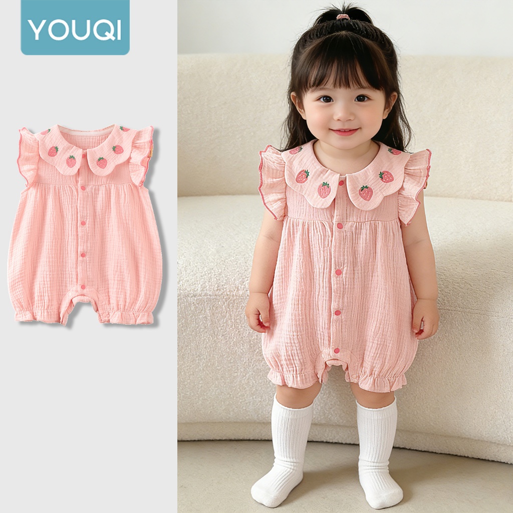 [Youqi] China 0-2 anos de idade roupas de bebê macacão de verão estilo fino macacão bebê doce bonito recém-nascido crian