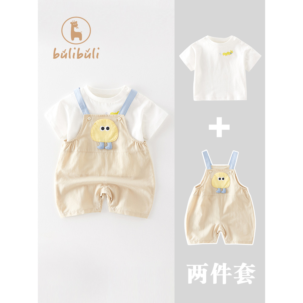 Bebê verão terno verão novo estilo bebê dos desenhos animados de manga curta Bib Shorts estilo ocidental roupas da crian