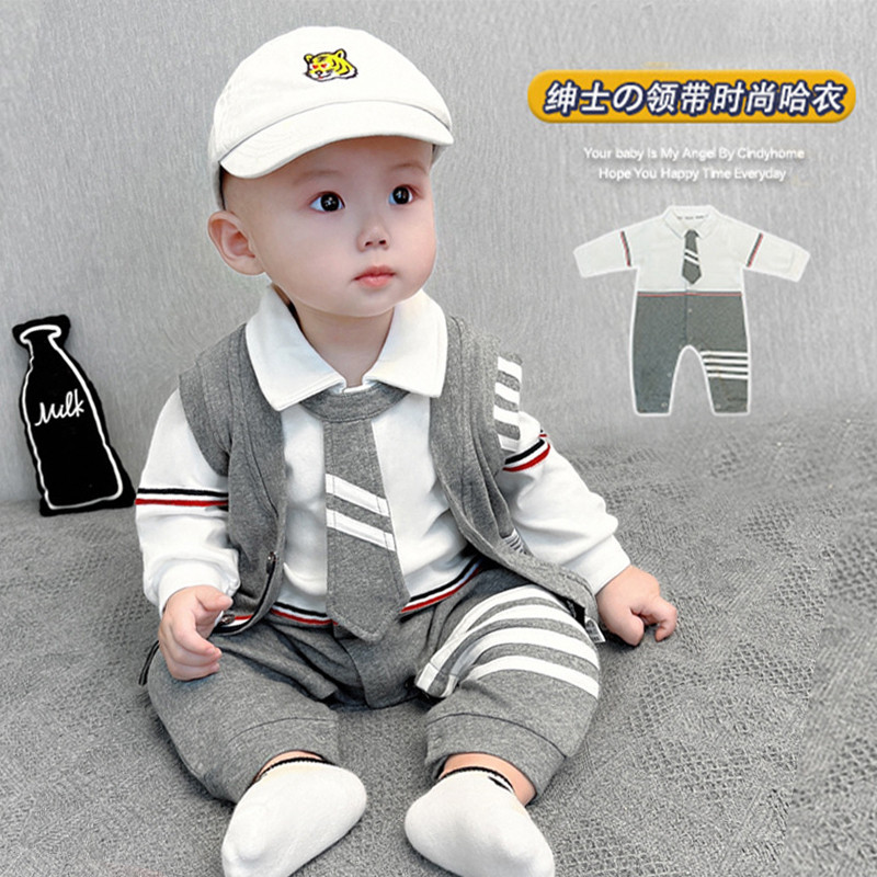 Roupas de bebê roupas de primavera ternos macacão de bebê masculino meio ano de idade 1 ano de idade 0 um ano mais crian