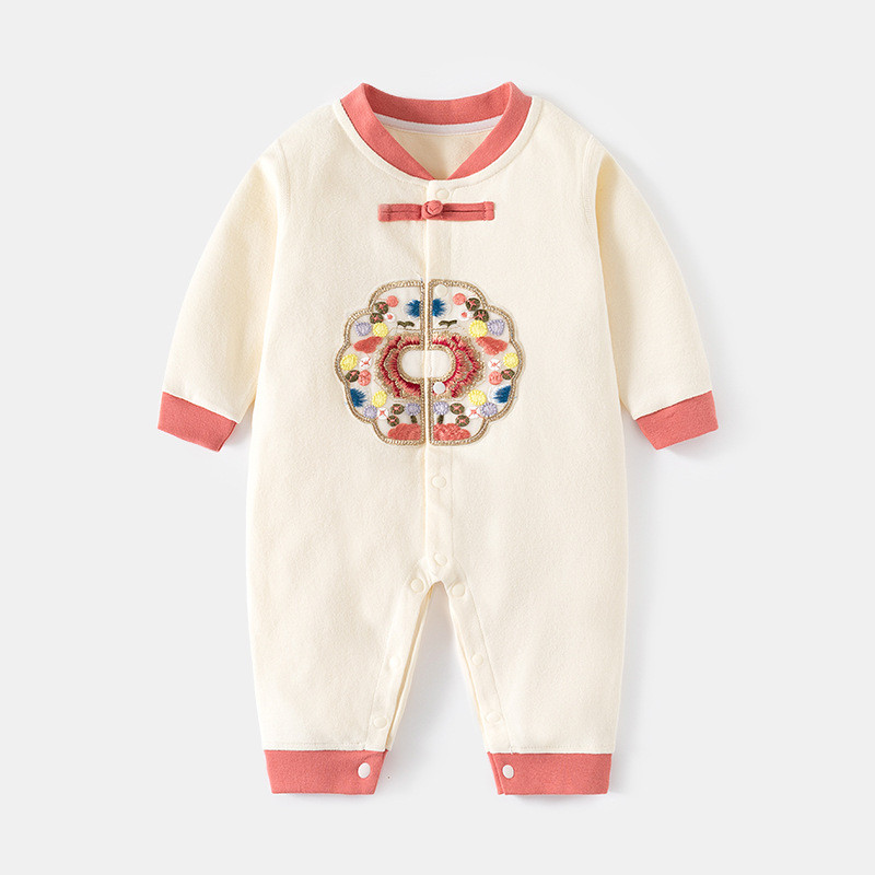 Macacão de bebê primavera outono confortável veludo Folio estilo chinês Tang terno bebê desossado macacão infantil crian