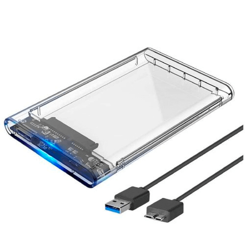 Case Slim Gaveta Externa HD 2.5 e SATA SSD USB 3.0 Transparente Com Capa Infokit Adaptador Notebook