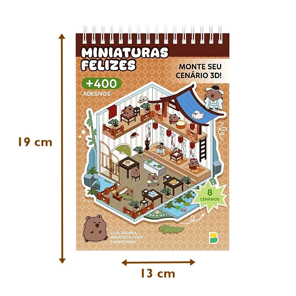 Livro Pequeno Mundo 3D: Miniaturas Felizes +400 adesivos Monte seu cenário 3D