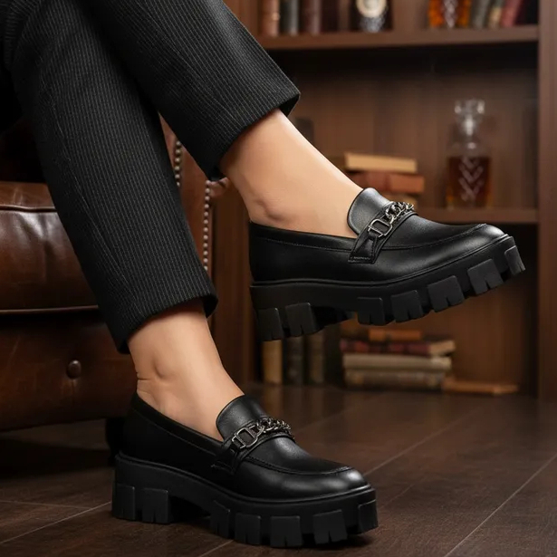 Mocassim Tratorado Todo Preto Confort dia-a-dia