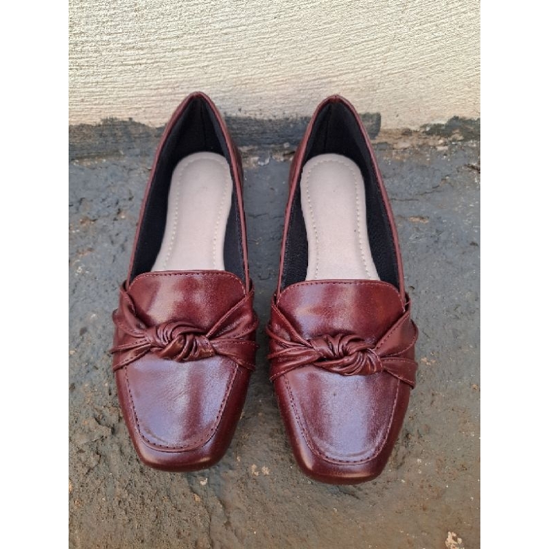 sapatilha mocassin quadrado confort flex napa marçala 🍷