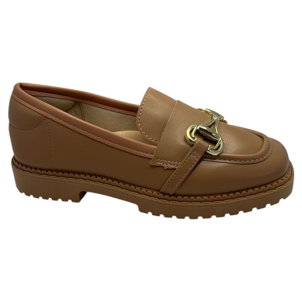 Sapato Slipon Feminino Fivela Ouro Confort Moleca 5823.101