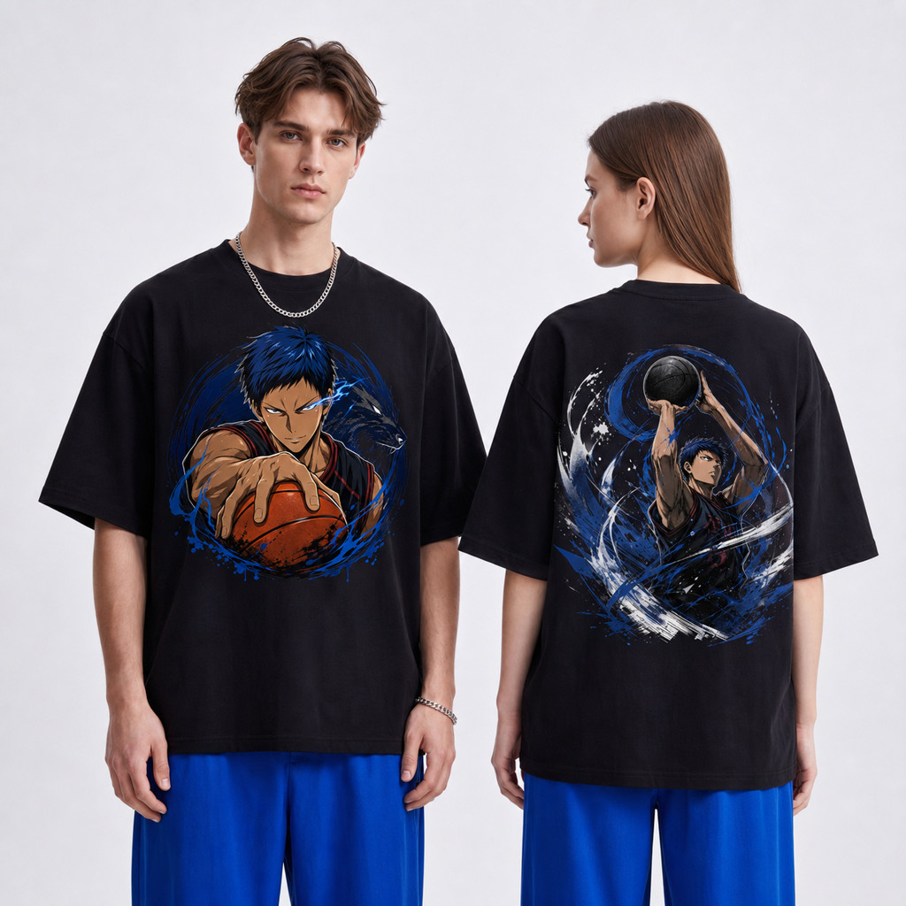 Camiseta Preta Basica Kuroko no Basket anime esportivo Personagem Poderes e Simbolos 100% Algodão Unissex