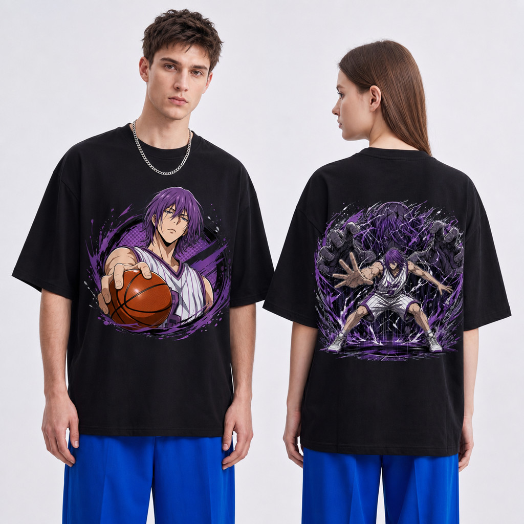Camiseta Preta Basica Kuroko no Basket anime esportivo Personagem Poderes e Simbolos 100% Algodão Unissex