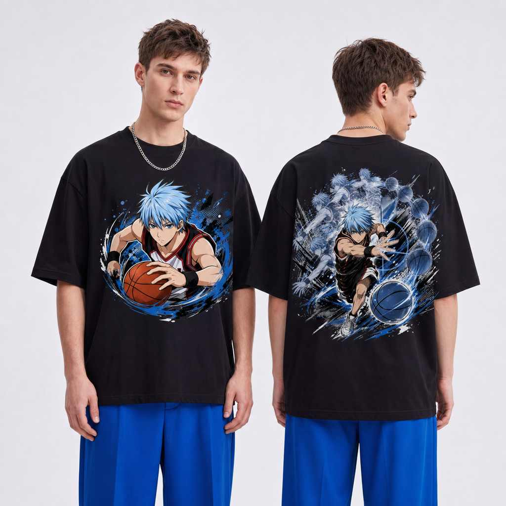 Camiseta Preta Basica Kuroko no Basket anime esportivo Personagem Poderes e Simbolos 100% Algodão Unissex