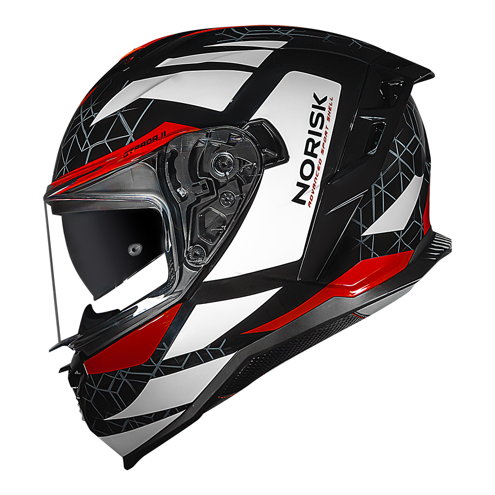 Capacete Norisk Strada II Evoque Black White Red C/ Óculos Interno