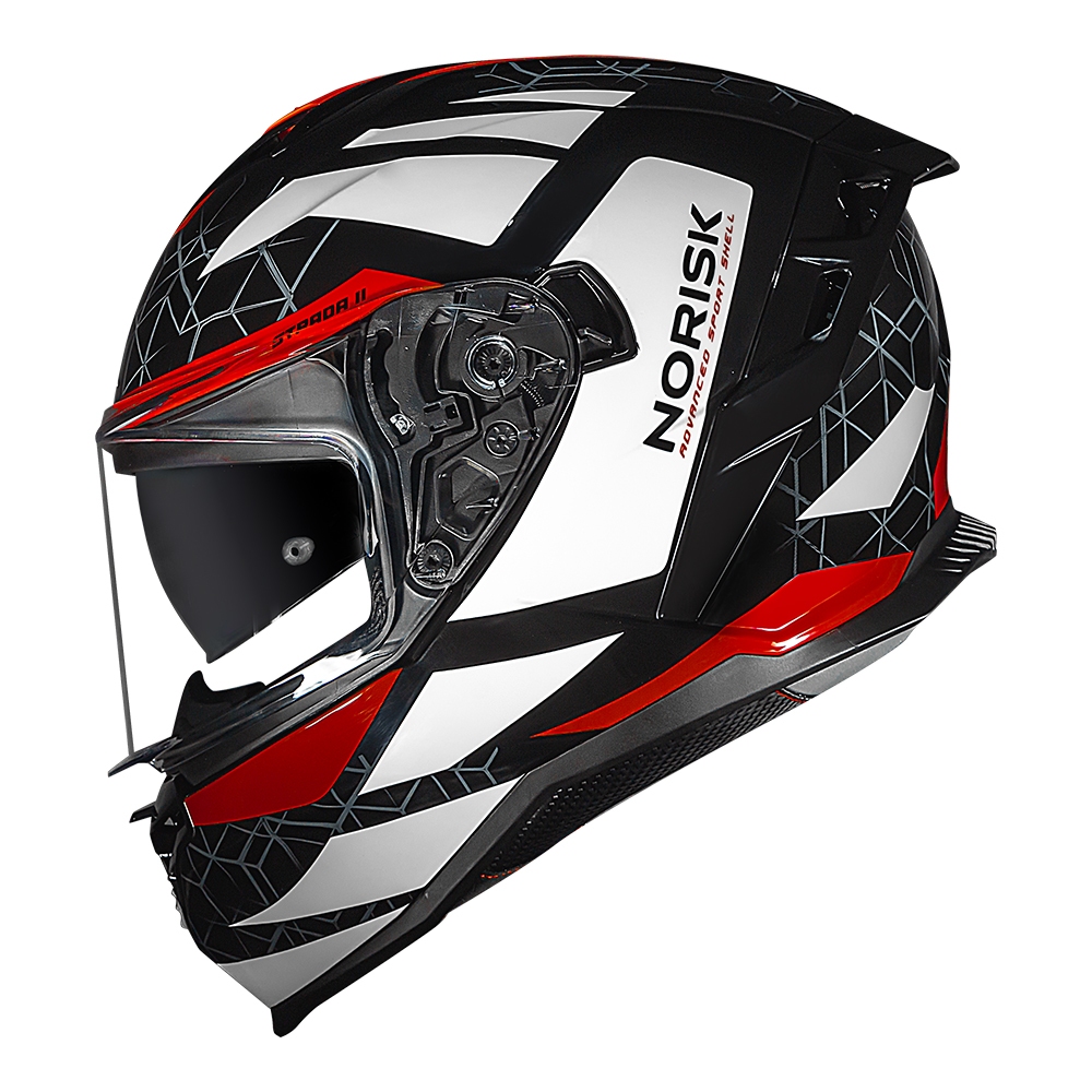 Capacete Norisk Strada II Evoque Black White Red C/ Óculos Interno