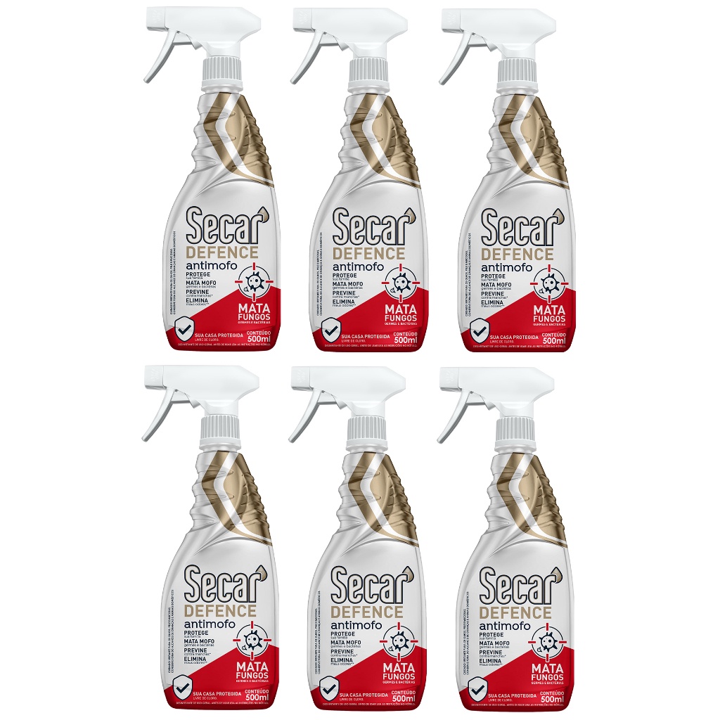 Kit 6un Spray Anti Mofo Secar Defense 500ml