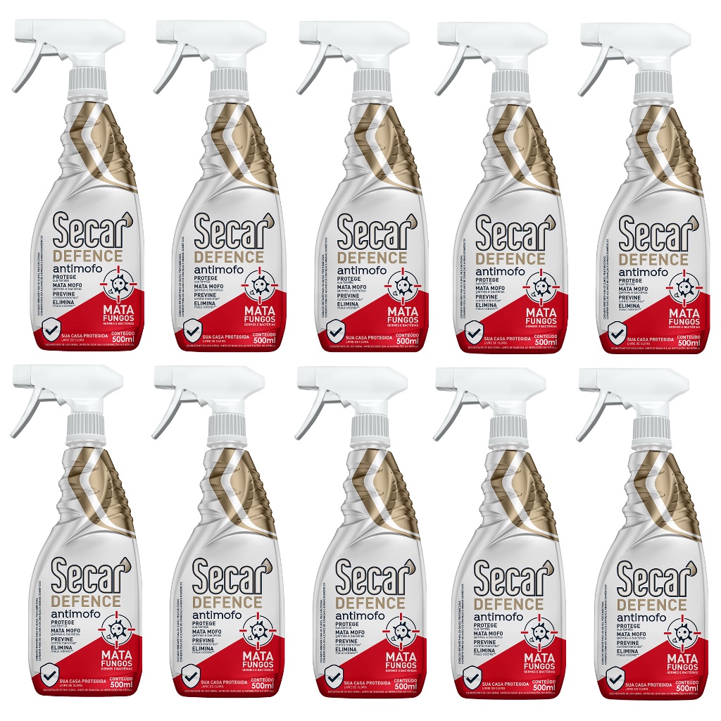 Kit 10un Spray Anti Mofo Secar Defense 500ml
