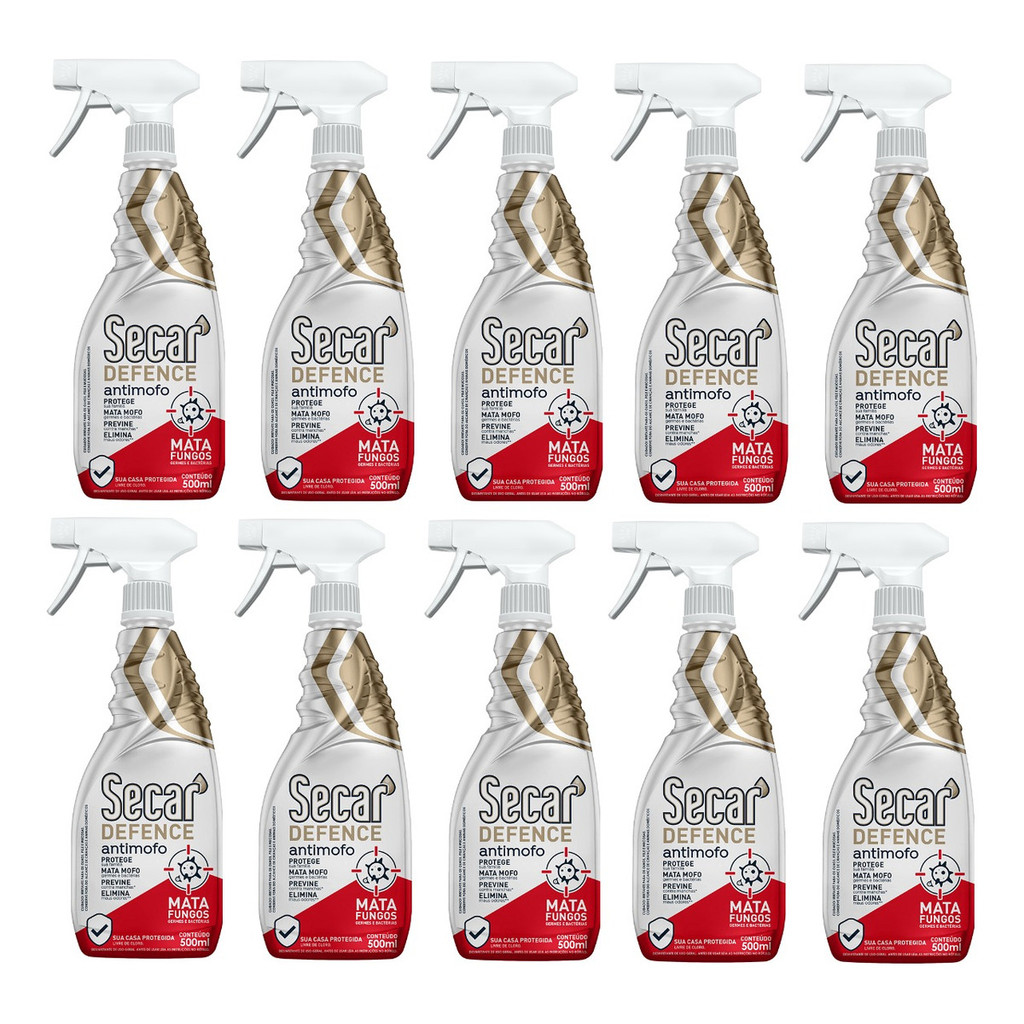 Kit 10un Spray Anti Mofo Secar Defense 500ml