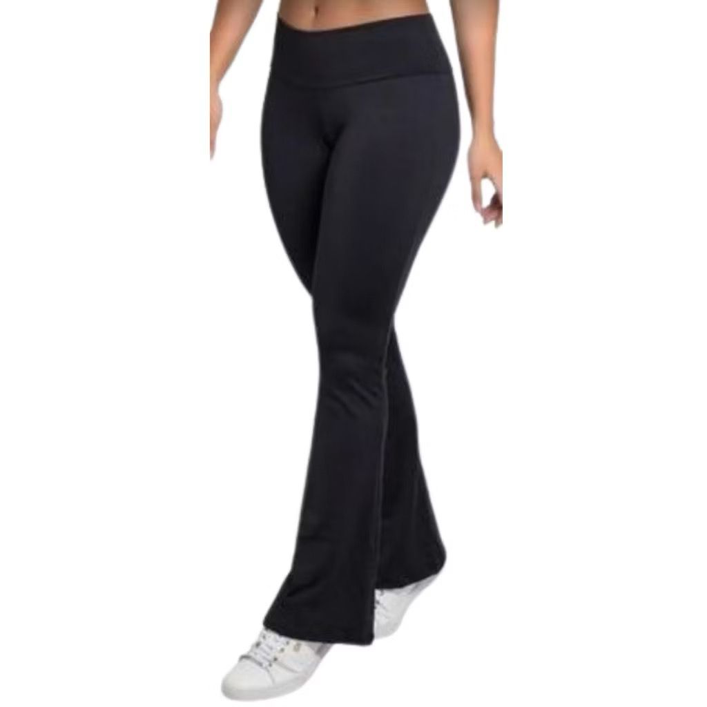Kit Com 2 Unidades de Calça Flare Feminina Cintura Alta Modela o Corpo Empina Bumbum Zero Transparencia Casual Elegante
