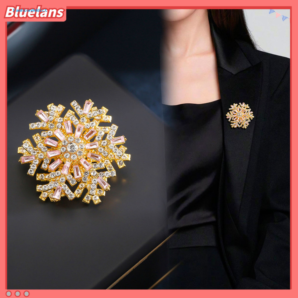 Fashion Snowflake Pin Women Brooch Elegant Rhinestone for – Sparkling Lapel Jewelry Perfect for Christmas Weddings Par