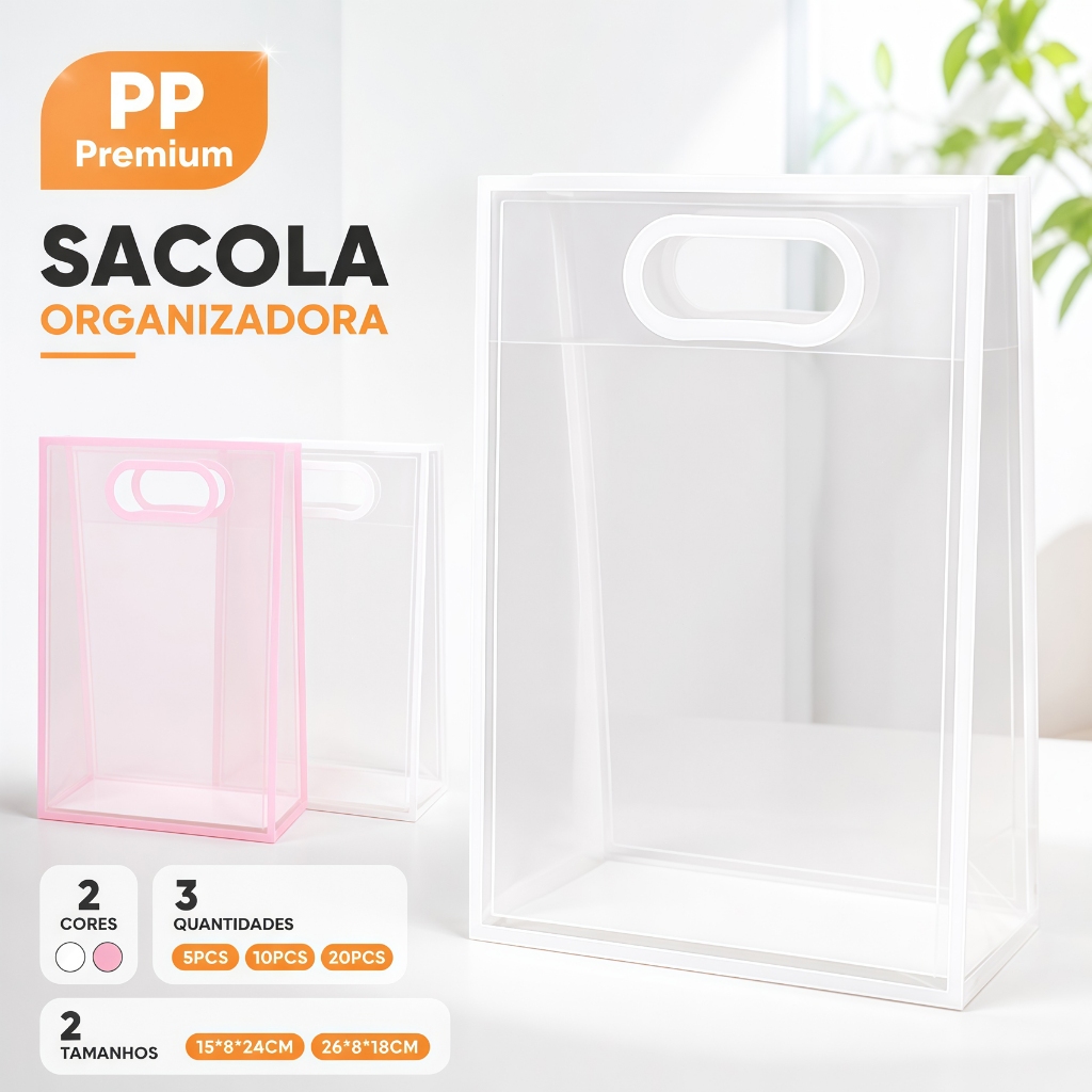 5/10/20 Clear Tote Bag with Large Handle Reusable PP for Christmas Wedding Birthday Party