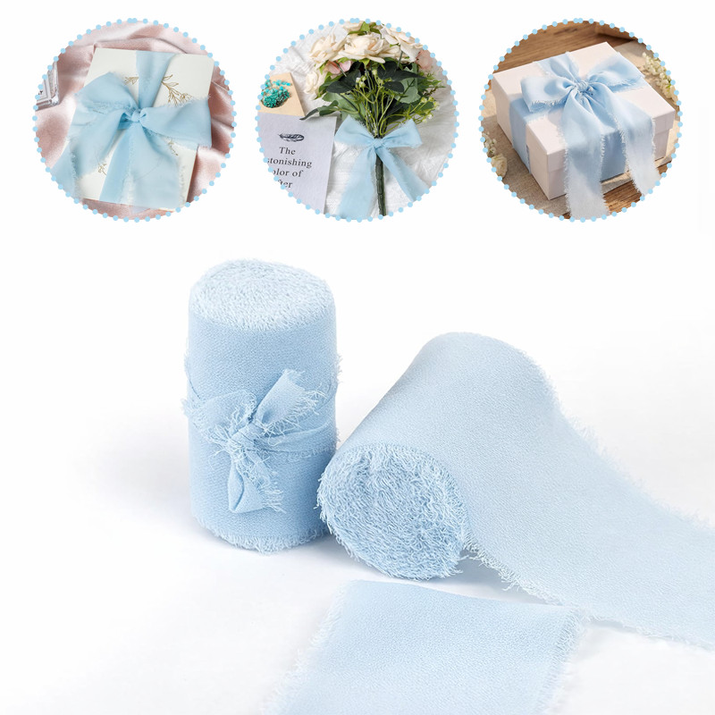 4cmx5m 2/3 Rolo p/Chiffon Silk Ribbons Wedding Invitation Fabric For Christmas Decoration Gift Packaging