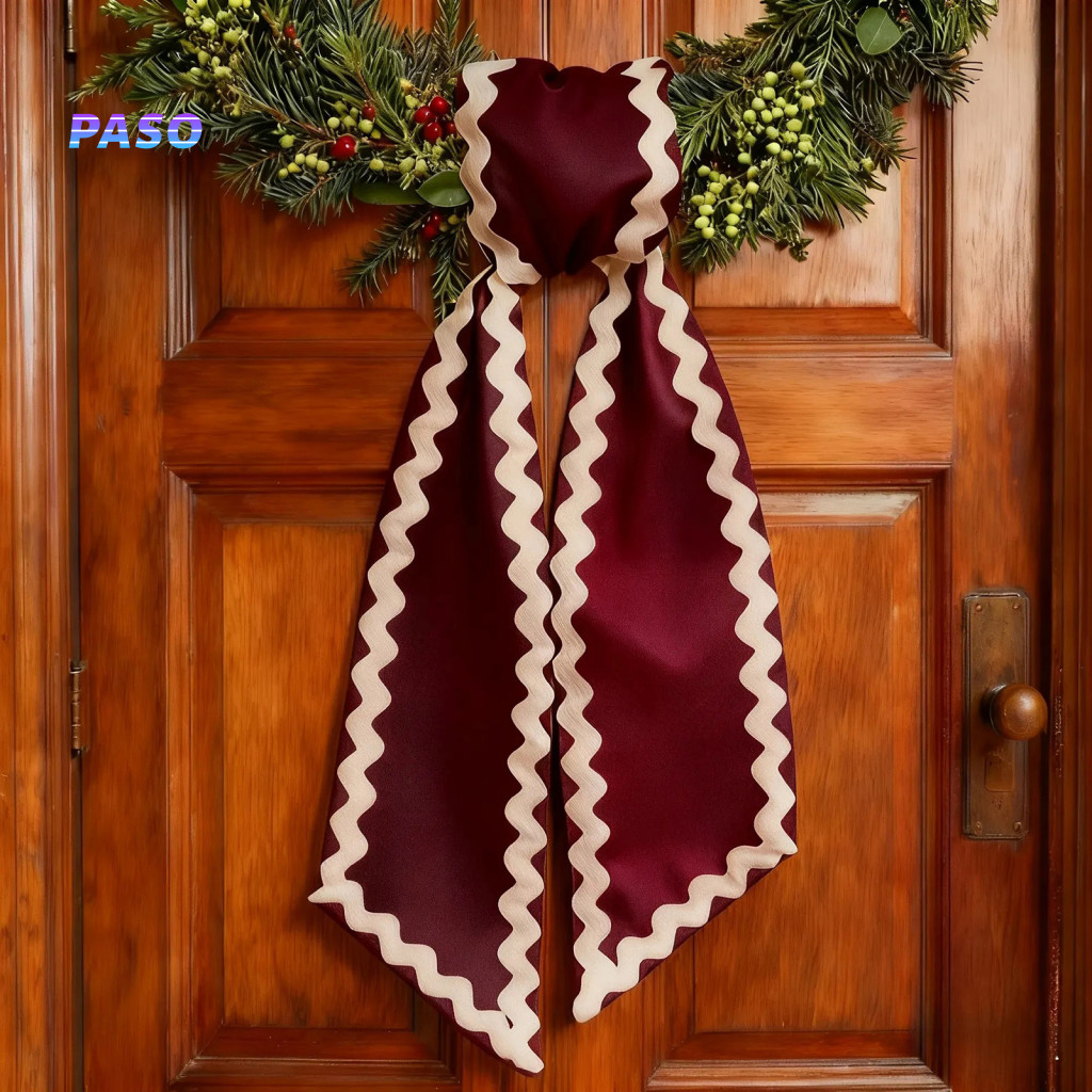 Holiday Celebration Sash Front Door Wreath Ribbon Garland for Home Decor Wedding Christmas Bridal Shower – Indoor Outd