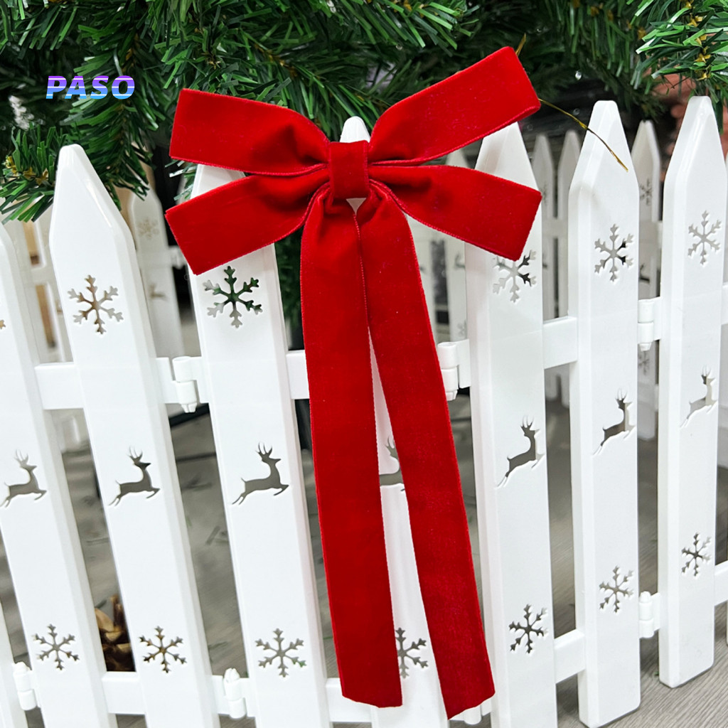 Reusable Christmas Party Supplies Velvet Bow Decorations Ribbon Pendant Retro Style Flannel Ornament for Holiday Wedding