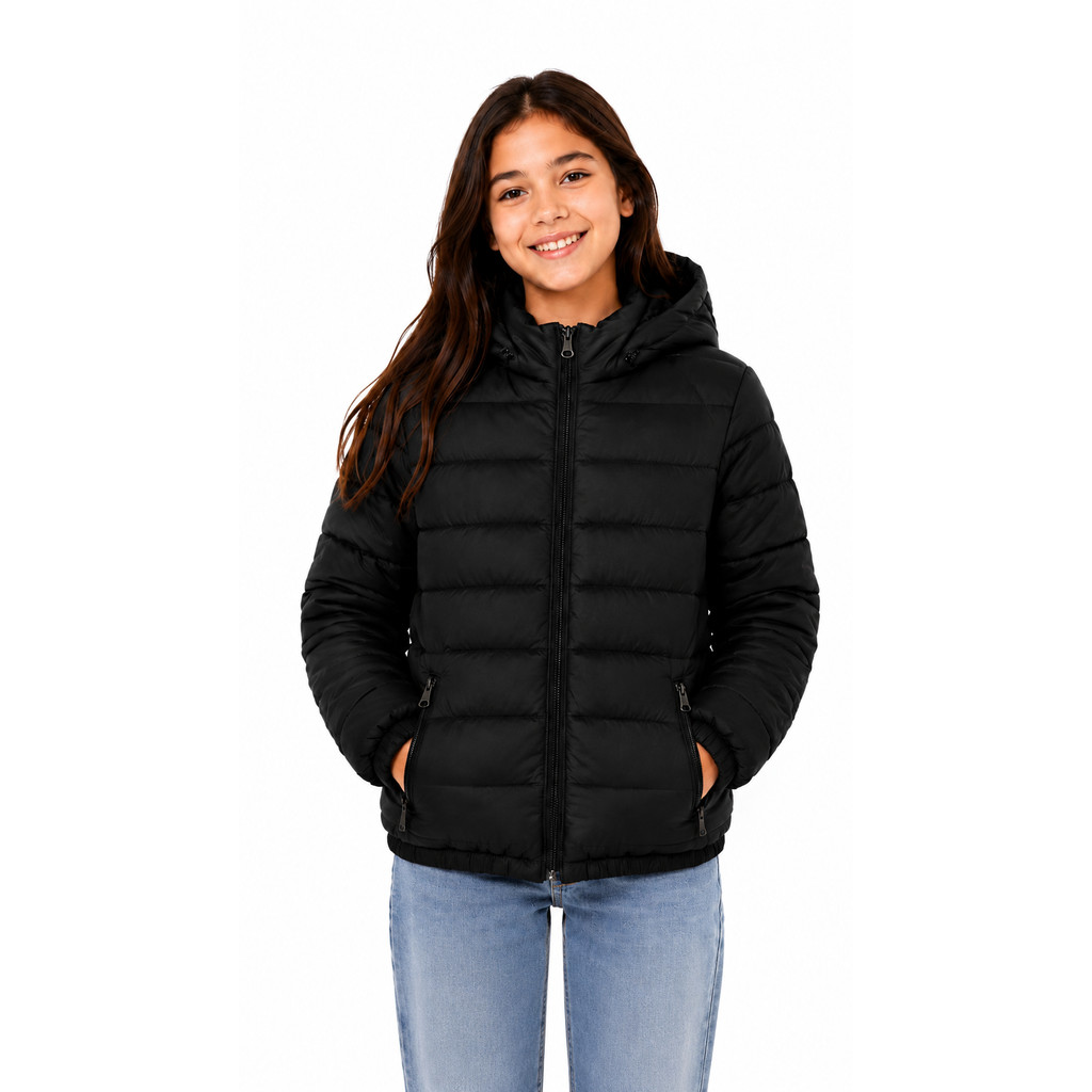 Jaqueta Puffer Com Capuz Infantil Inverno Frio Corta Vento Casual Conforto e Estilo Unissex Menino Menina