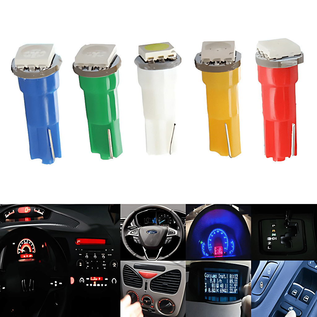Kit 10 Lâmpadas T5 w5w de Led Pinguinho  Esmagadinha soquete Ba9 E Ba7 Painel Universal - 10 Unidades