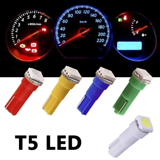 10 Lâmpadas Pinguinho Esmagadinha 1 Led T5 Painel Carro Moto 12v C/ Soquete Universal