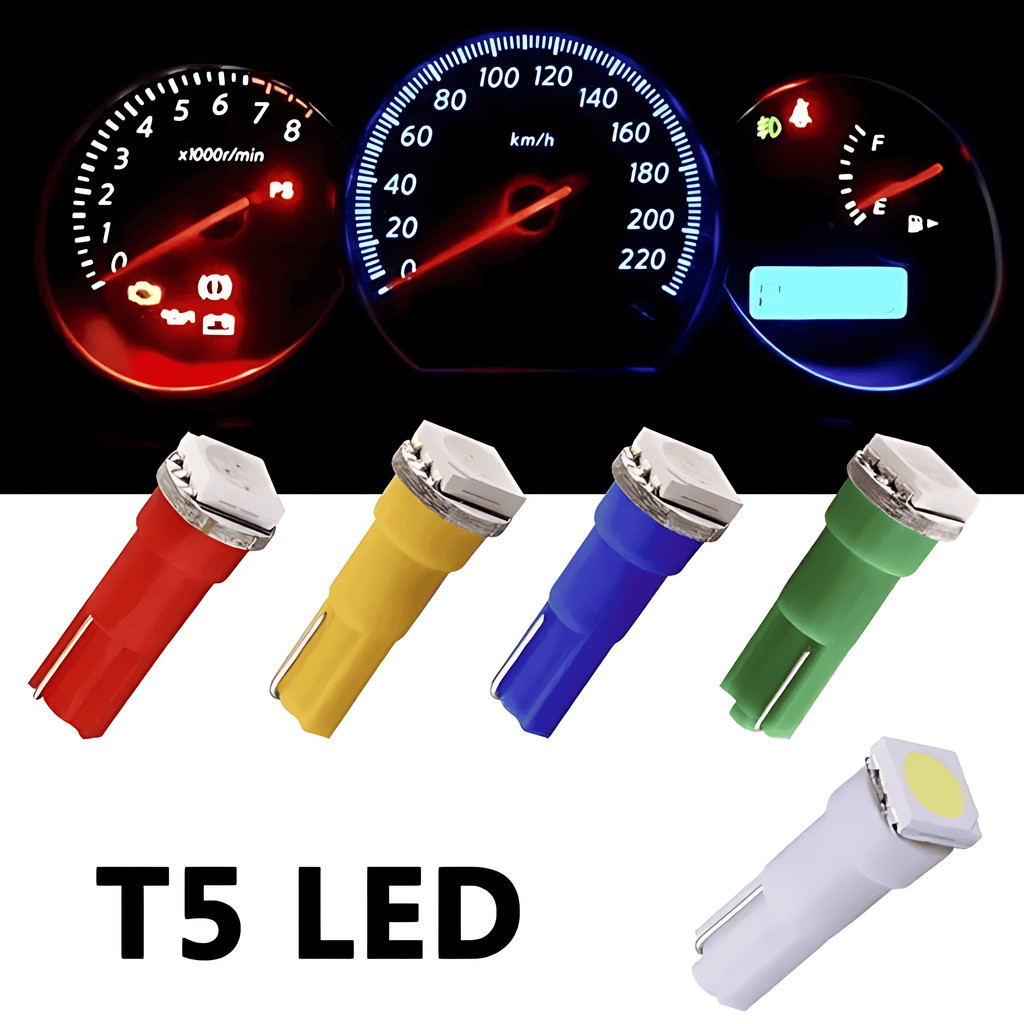 5 x Lâmpada Automotiva Pinguinho T5Led Painel Moto Carro Esmagadinha camarãozinho T5 led