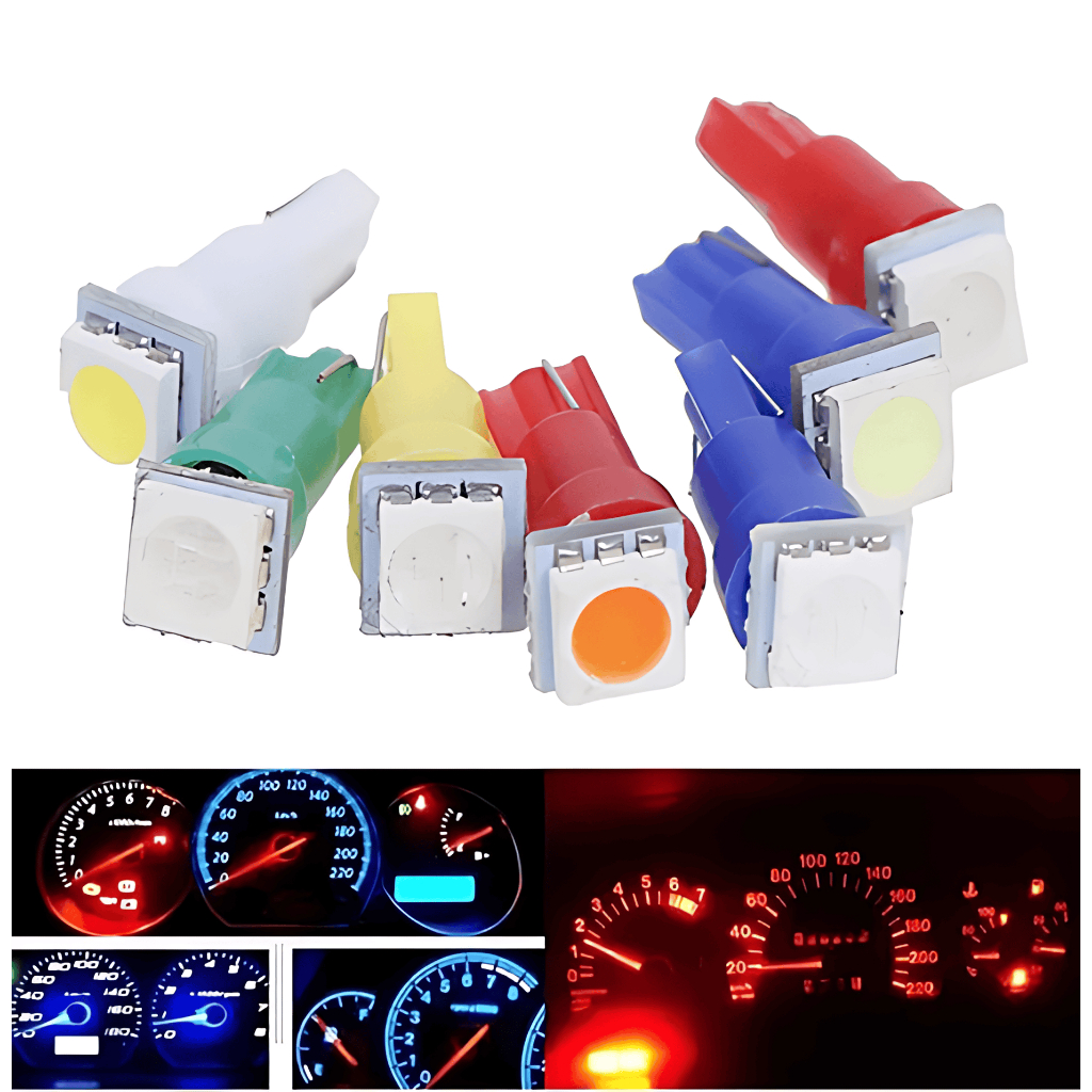 Lâmpada T5 w5w de Led Pinguinho  Esmagadinha soquete Ba9 E Ba7 Painel Carro Moto C/ Soquete Universal