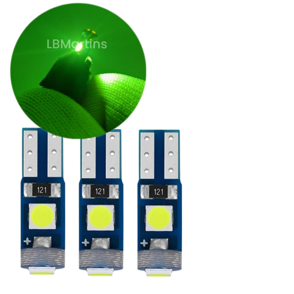 Lampada Led T5 VERDE pinguinho Esmagadinha Painel canbus Premium
