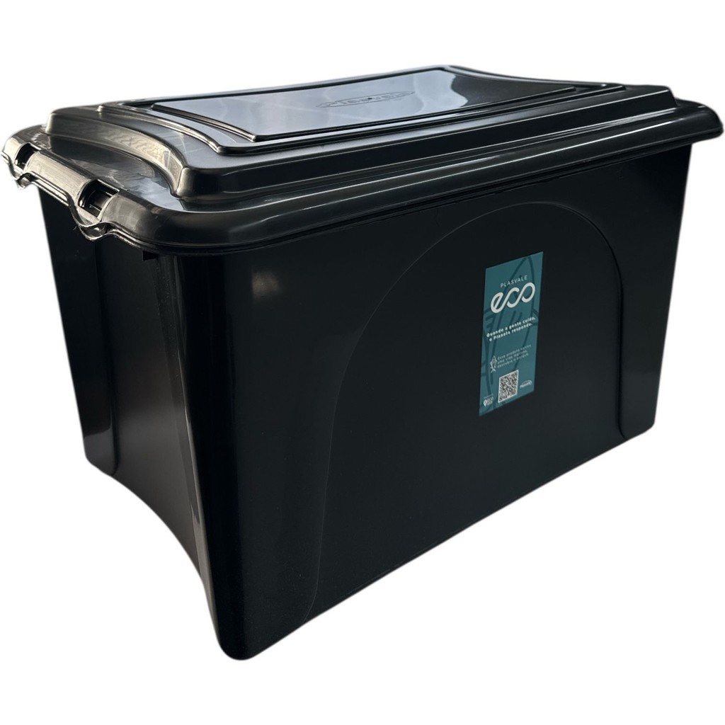 CAIXA ORGANIZADORA 50L PRETA COM TRAVAS 56,5x35x41CM