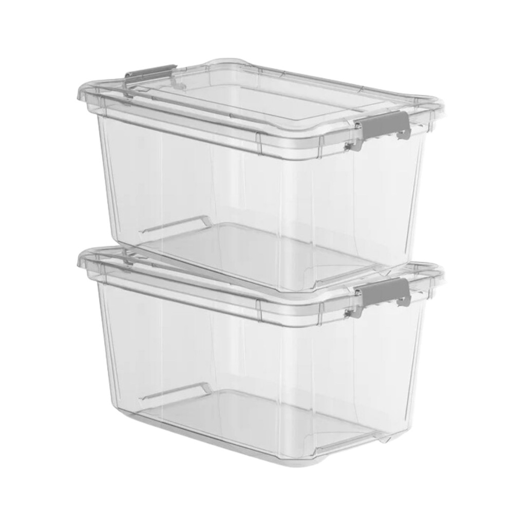 Kit 2 Caixa Organizadora 50l Com Travas Multiuso Transparente Design Moderno Prático Empilhavel
