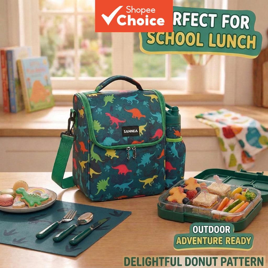 Bolsa de Almoço Isolada com Alça de Ombro Removível, Bolsa de Piquenique PEVA para Escola, Escritório e Ao Ar Livre