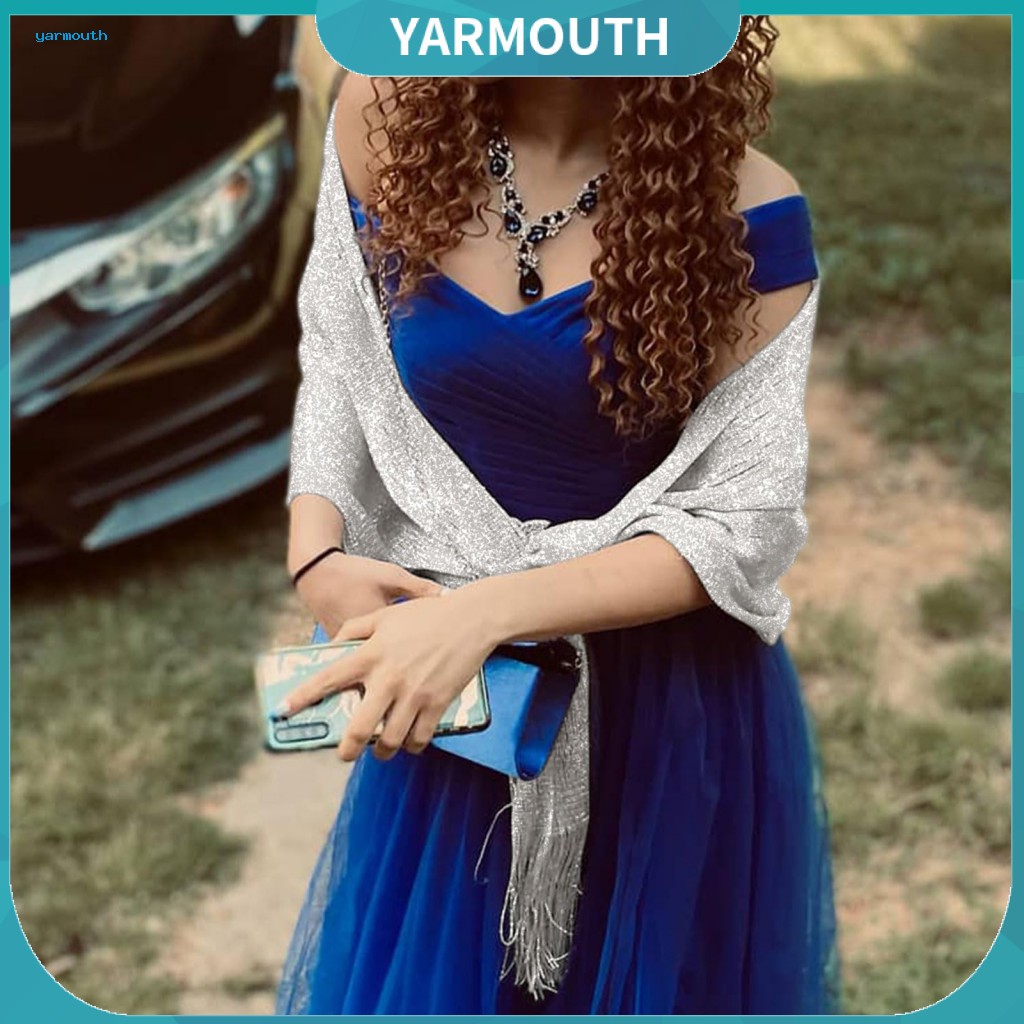 Tassel Shawl Formal Dress Women Evening Gown with Fringe Thread Wrap Buckle – Elegant Wedding Party Cover-up for South