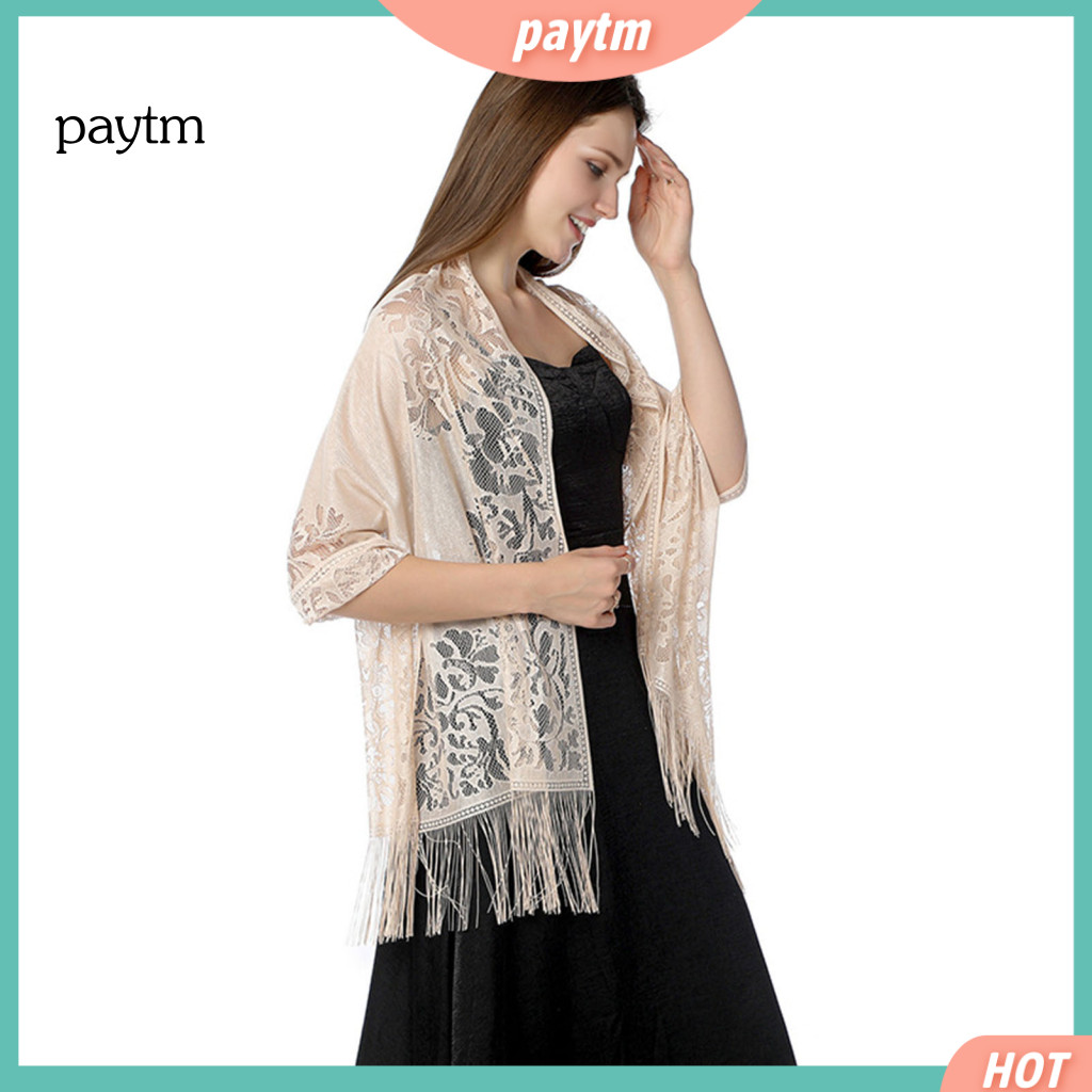 Elegant Evening Shrug Vintage Tassel Cover Up Floral Embroidered Lace Shawl with Tassels for Women – Bridal Wrap Dress