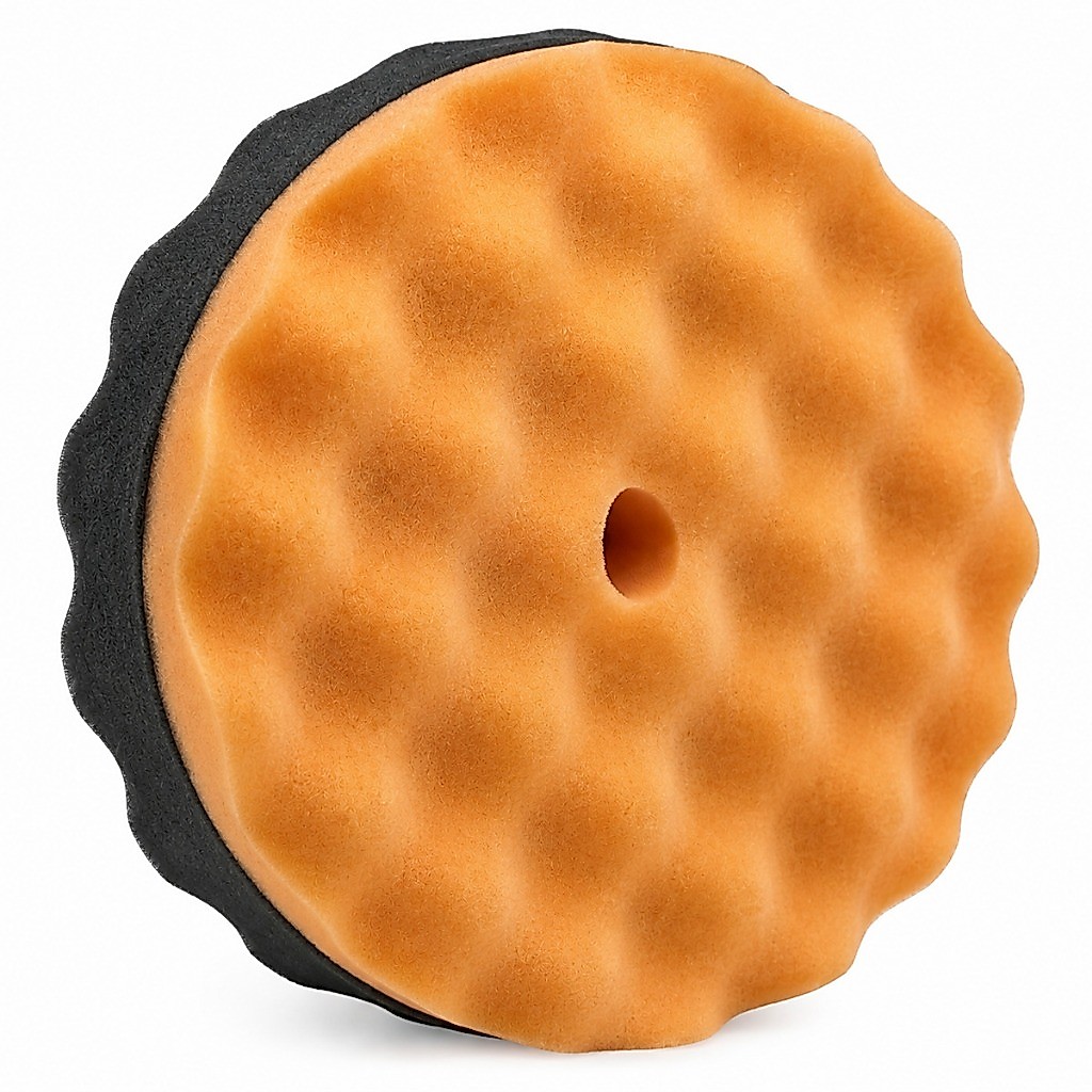 Boina Espuma Dupla Face Casca de Ovo 8 Pol 180mm 5/8 Laranja Preta Corte Médio Lustro Polimento New Polish Pro