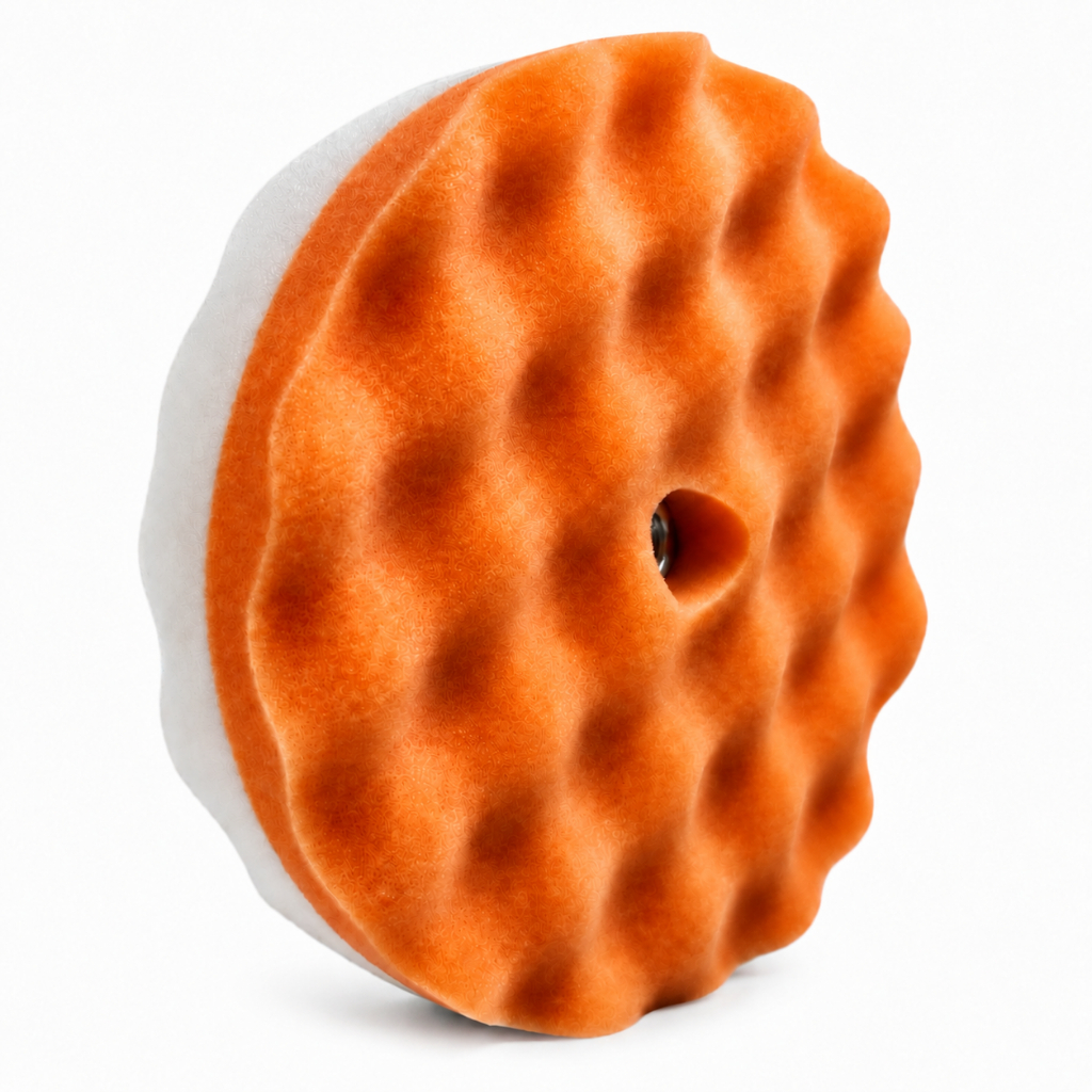 Boina Espuma Dupla Face Casca de Ovo 8 Pol 180mm 5/8 Laranja Branca Corte Refino Lustro Automotivo New Polish Pro
