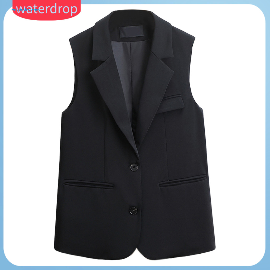 Women’s Sleeveless Vest Double Button Slim Fit Waistcoat Western Style Formal Business Cardigan V Neck Pure Color Lady