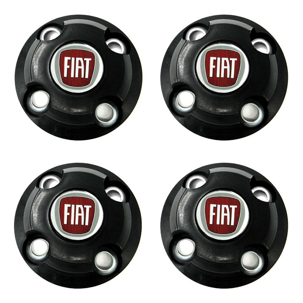 Jogo Calotinhas Centrais Fiat Aro 13 14 15 UNO /PALIO/FIORINO/ PUNTO/SIENA FIAT LANÇAMENTO LOGO VERMELHO