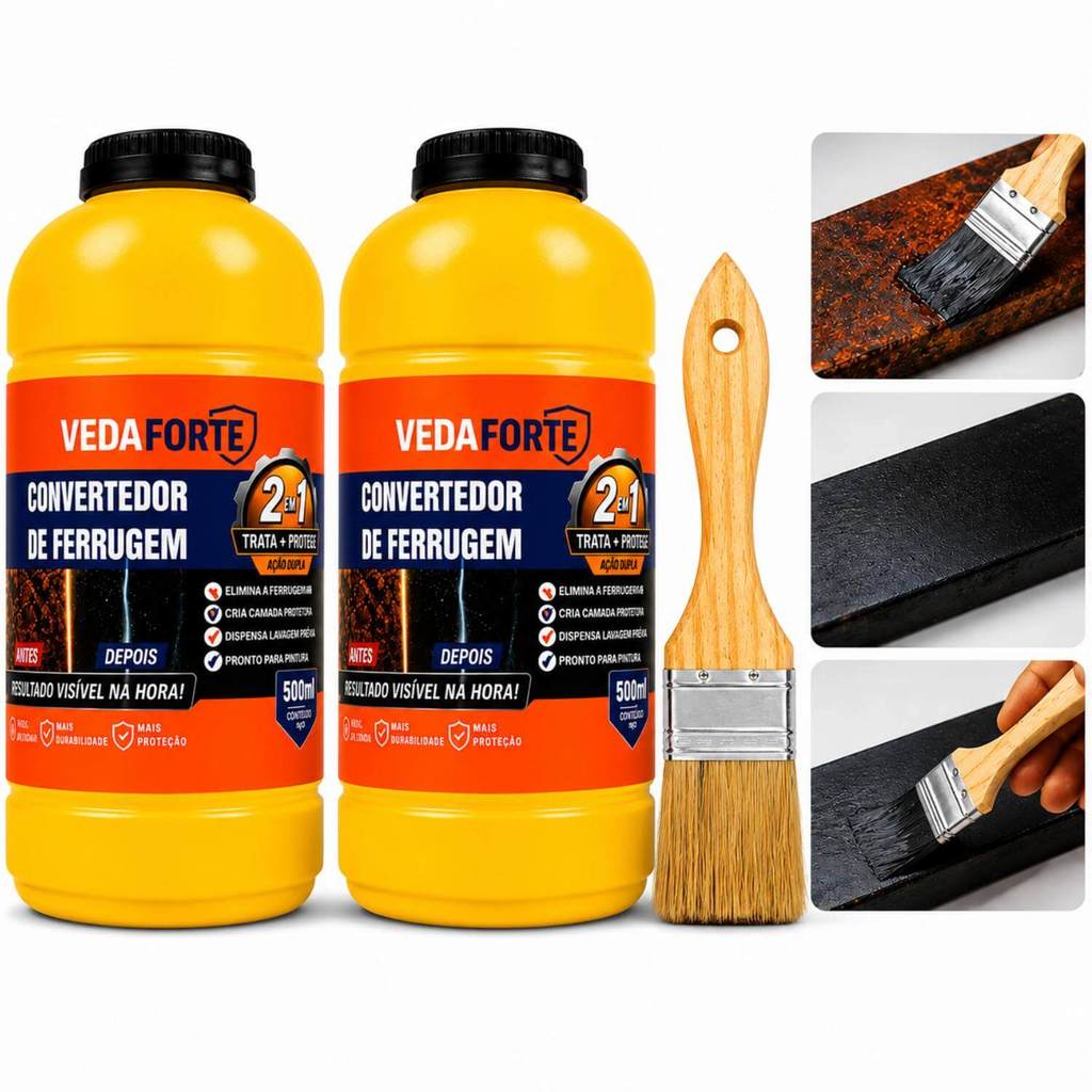 Removedor De Ferrugem Metal Kit Completo Com Pincel 2 Pol