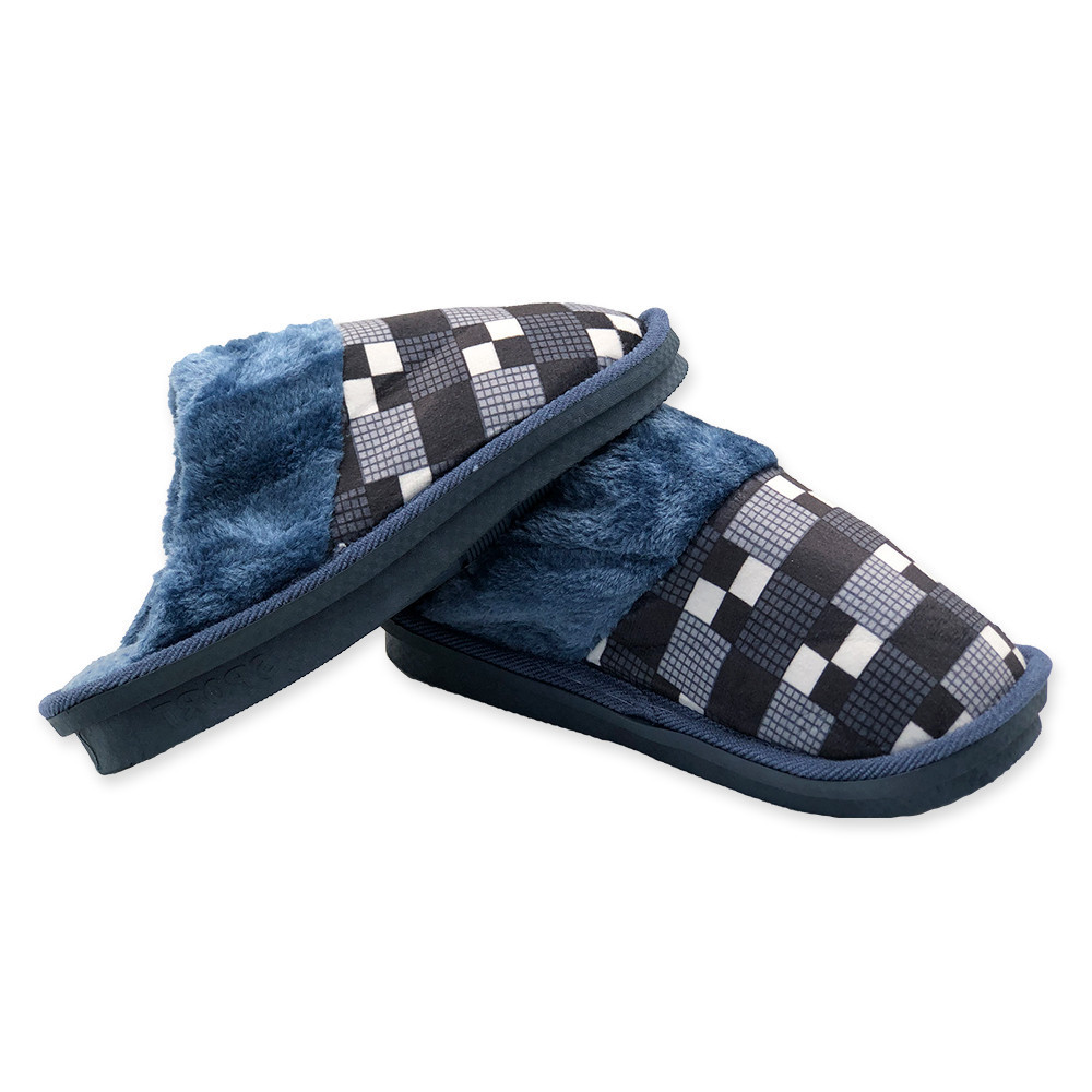 Pantufa adulto xadrez pantufas fechada antiderrapante masculina inverno Chinelo Quente Confortável